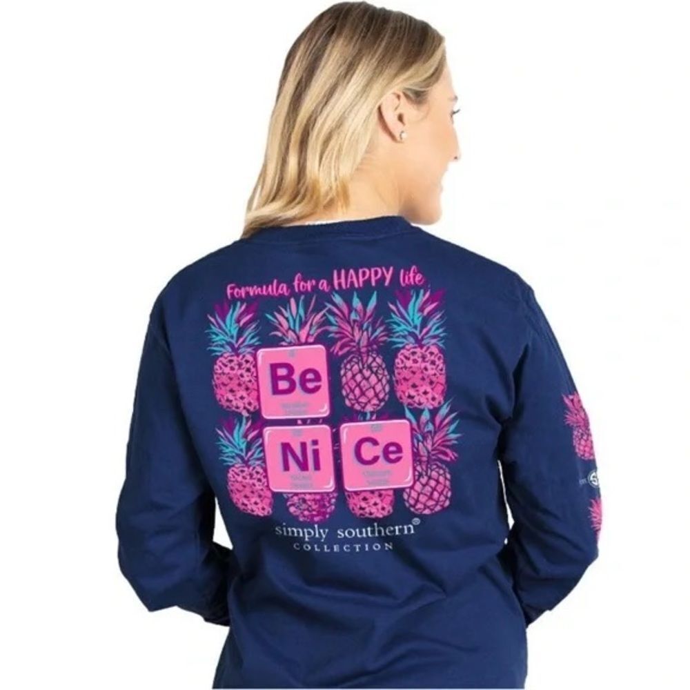 Simply Southern Women's A Formula for a Happy Life Long Sleeve Shirt Size Small
